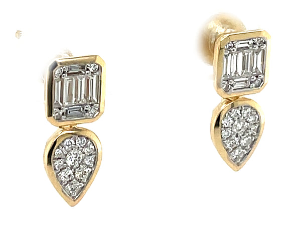 Diamond Pear and Cushion Toi Et Moi Post Earrings