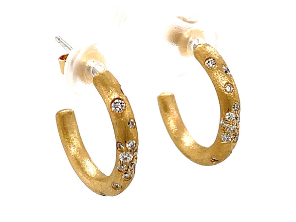 Burnish Set Diamond J Hoop Earrings