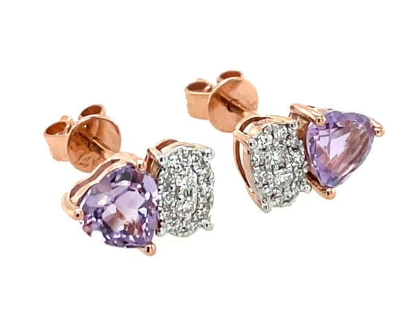 Amethyst and Diamond Post Earrings