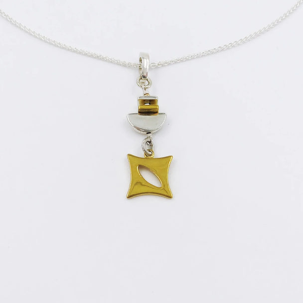 Gold Vermeil Marquise Cut Out Pendant Necklace