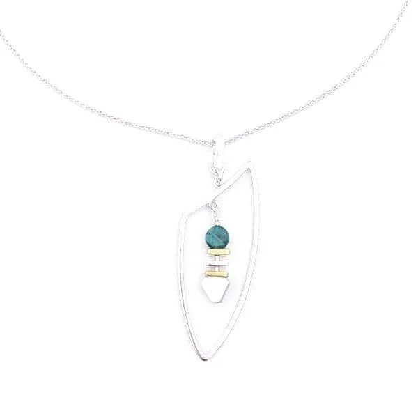 Blue Tigers Eye and Apatite Pendant Necklace