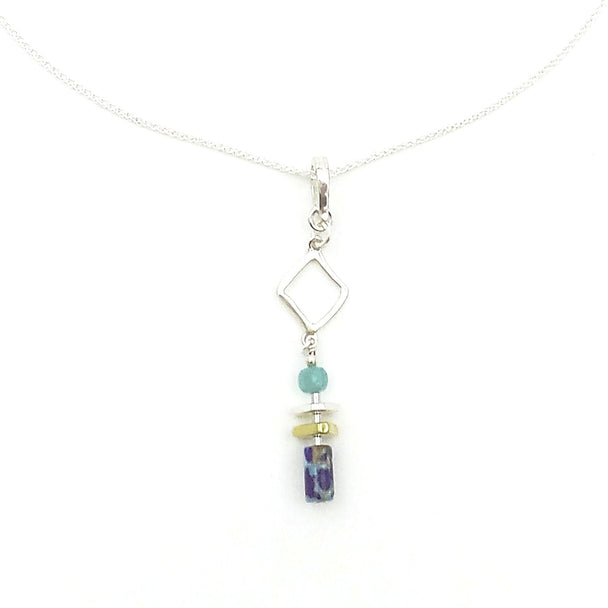 Ocean Blue Sea Jasper Pendant Necklace