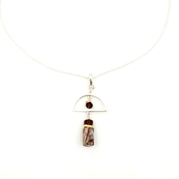 Jasper and Smoky Quartz Pendant Necklace