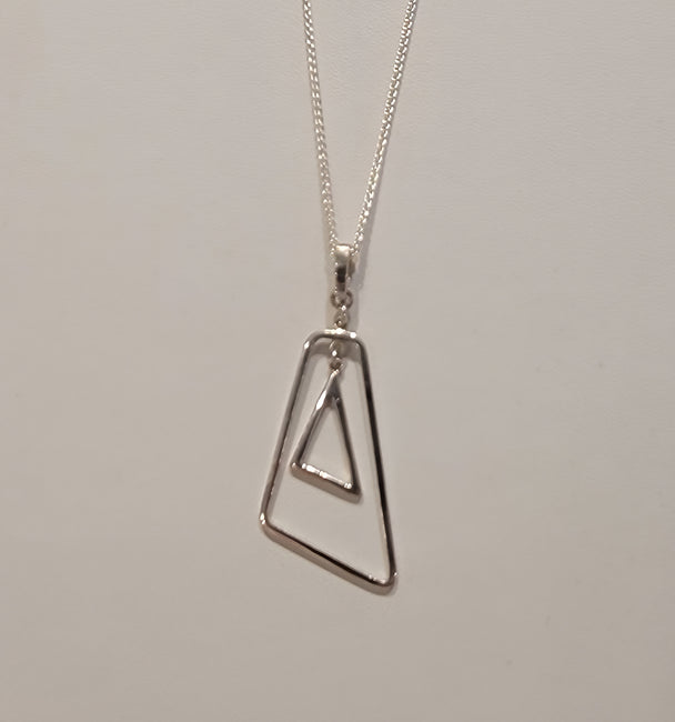 Geometric silver pendant necklace