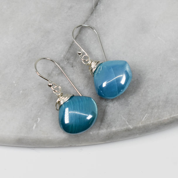 Top Wrapped Blue "Moonstone" Earrings