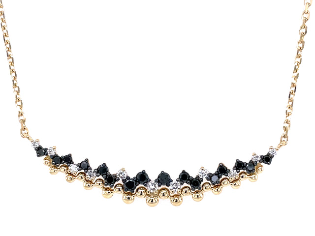 Black & White Diamond Stitch Curved Bar Necklace