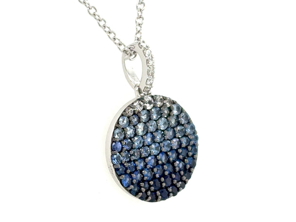 Sapphire and Diamond Ombre Disc Pendant Necklace