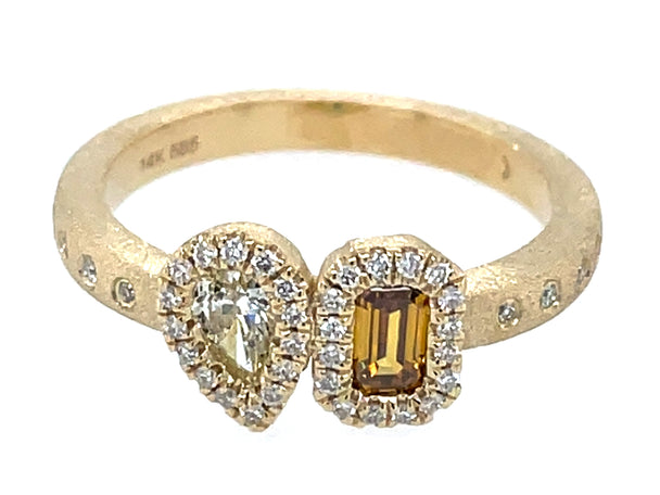 Natural Fancy Color Diamond and Diamond Halo Ring
