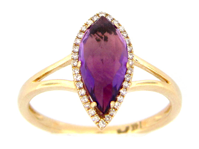 Amethyst and Diamond Split Shank Halo Ring