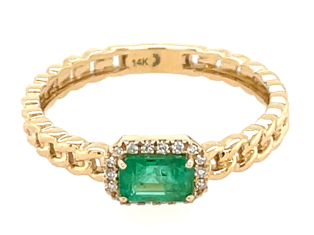 Emerald and Diamond Halo Ring