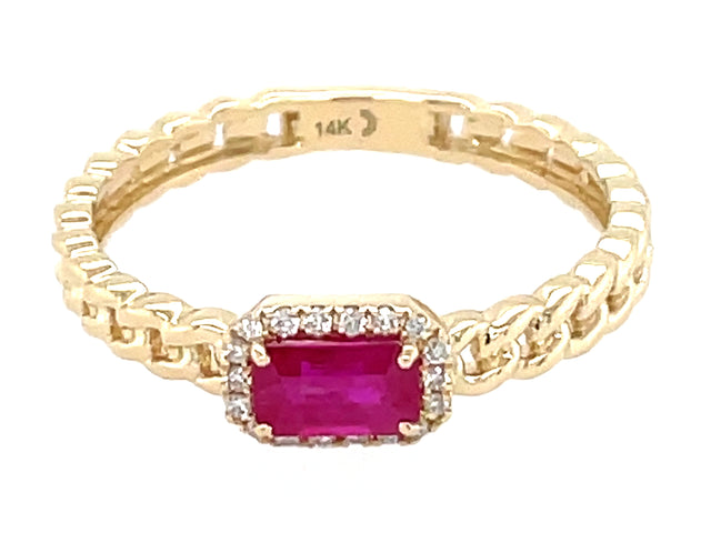 Ruby and Diamond Halo Ring