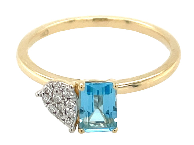 Blue Topaz and Diamond Pave Pear Ring