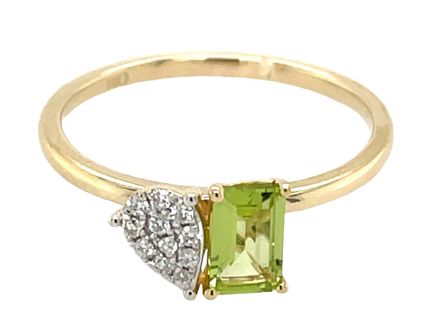 Peridot and Diamond Pave Pear Ring