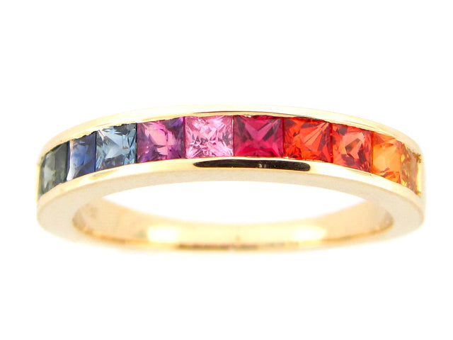 Rainbow Sapphire Princess Channel Ring