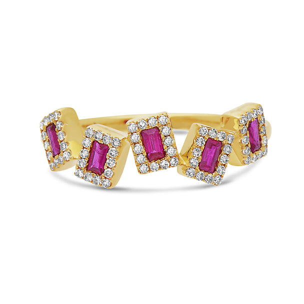Ruby and Diamond Zig Zag Ring