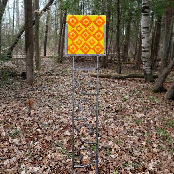 Yellow Squares Garden Stake