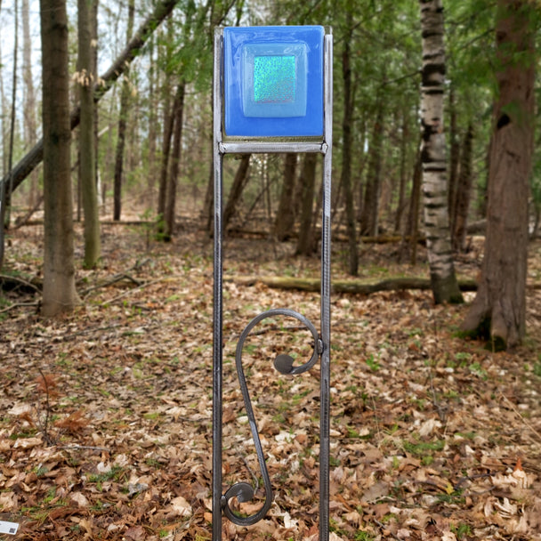 Blue Dichroic Garden Stake