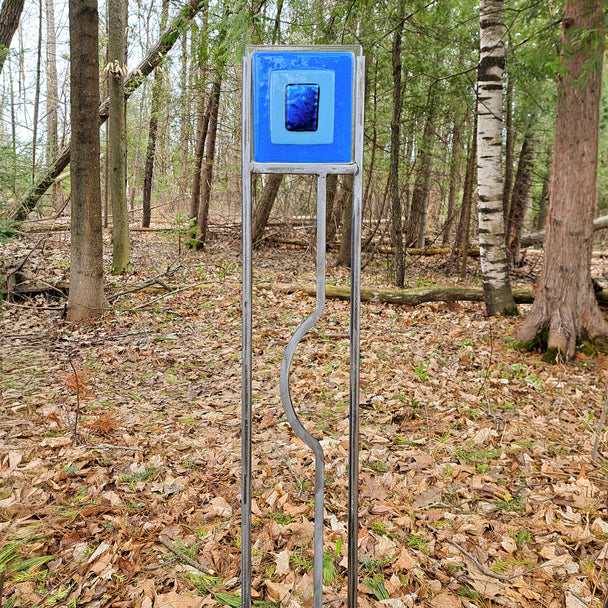 Blue Dichroic Garden Stake