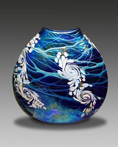 Cobalt Swirl Flat Vase