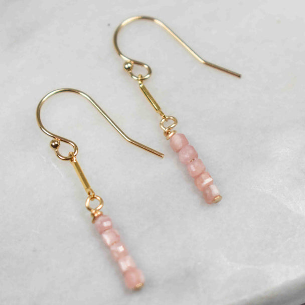 Rhodochrosite and 14K Gold Fill Drop Earrings