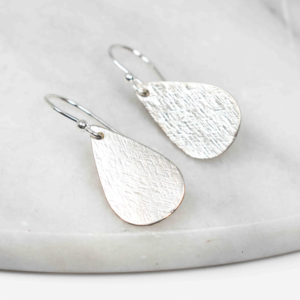 Hammered Silver Pear Earrings