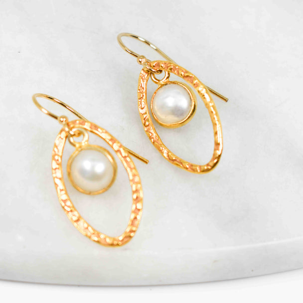 Pearl and Gold Marquise Earrings