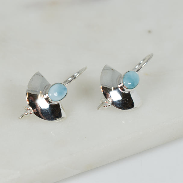 Larimar Half Circle Earrings