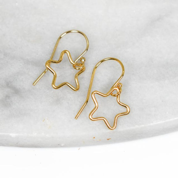 Gold Fill Tiny Star Dangle Earrings