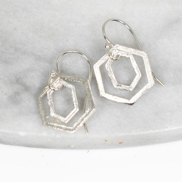 Hex Sterling Silver Earrings