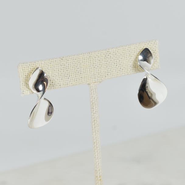 Pear Twist Sterling Silver Earrings