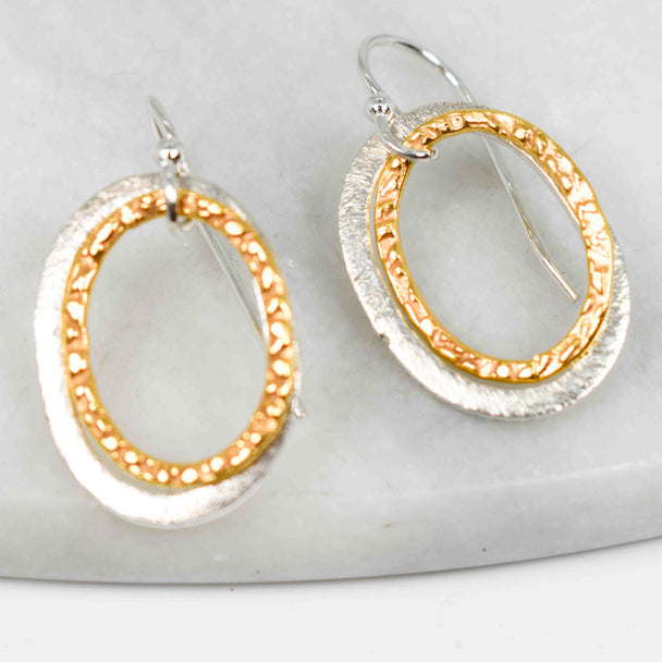 Gold Fill and Sterling Silver Oval Earrings