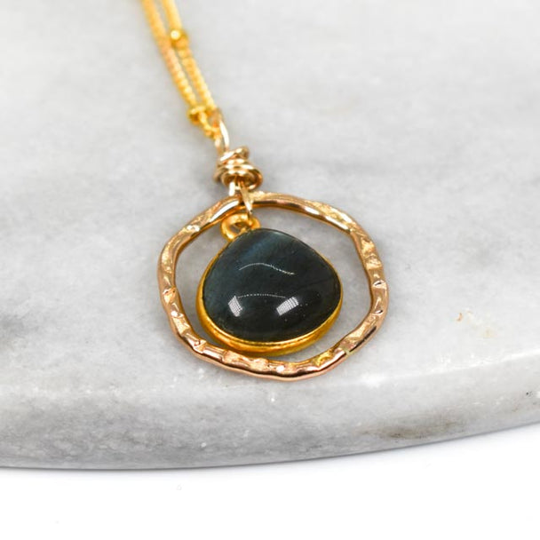 Labradorite and Gold Fill Hexagon Necklace