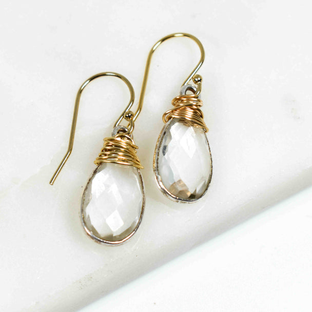 Gold Wrapped Quartz Earrings
