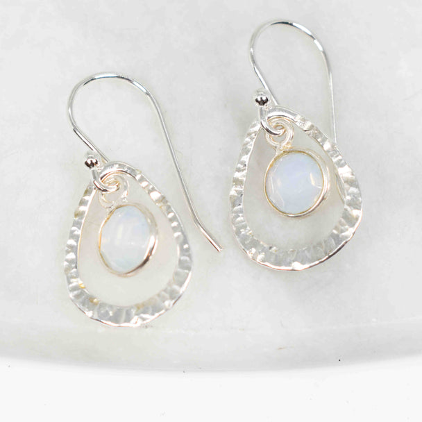 Moonstone and Sterling Silver Pear Earrings
