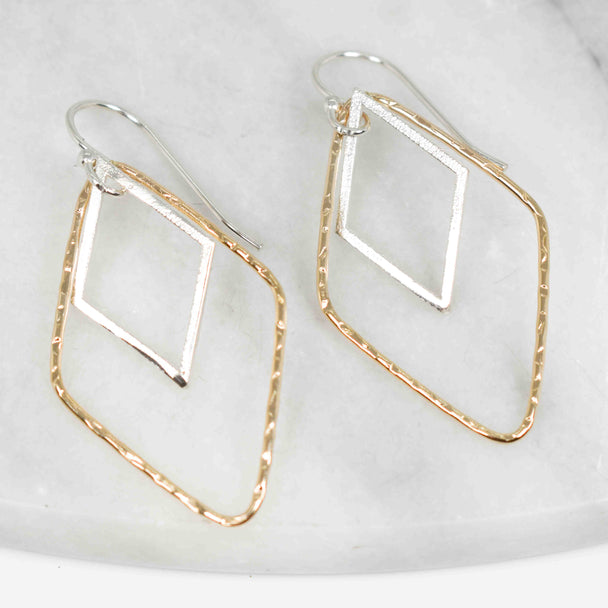 Gold Fill and Sterling Silver Kite Earrings