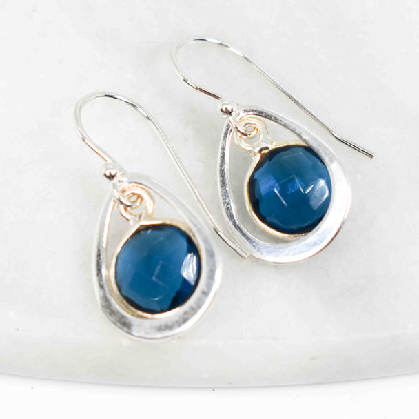 Blue Topaz and Sterling Silver Pear Earrings