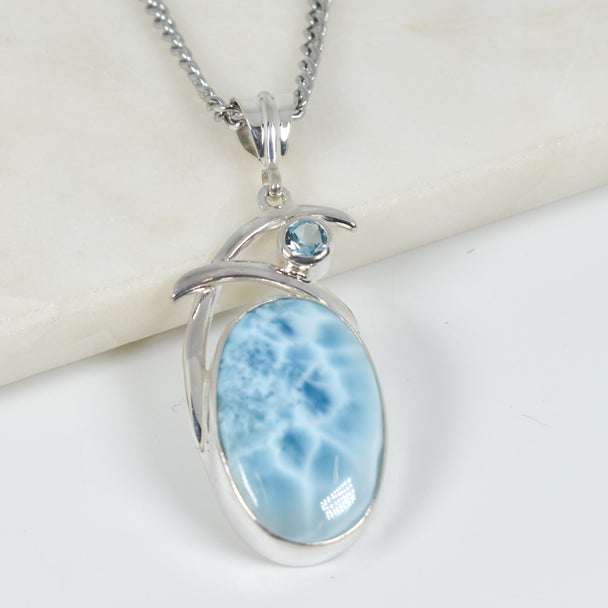 Larimar and Blue Topaz Pendant Necklace