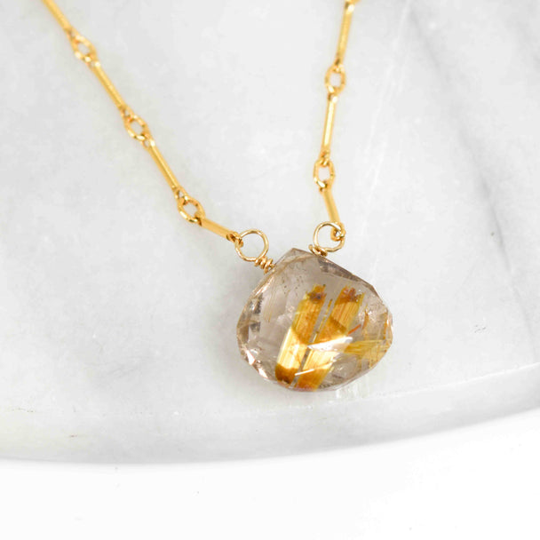 Rutilated Quartz and Gold Fill Necklace