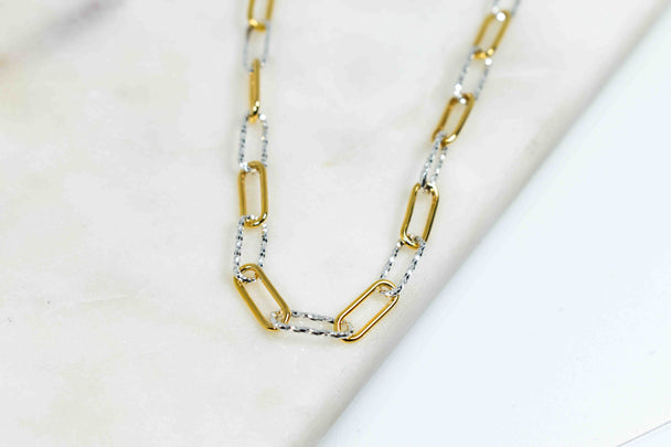 Gold Fill and Sterling Silver Paper Clip Necklace