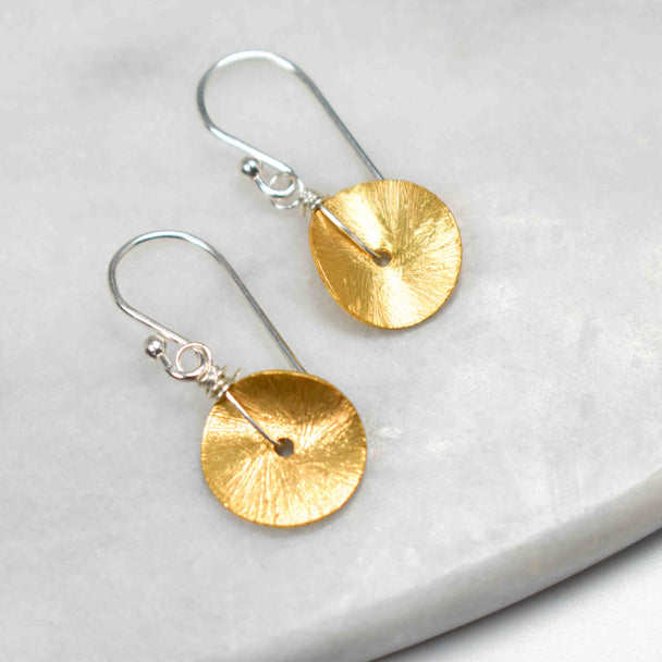 Textured Gold Fill Disc Earrings