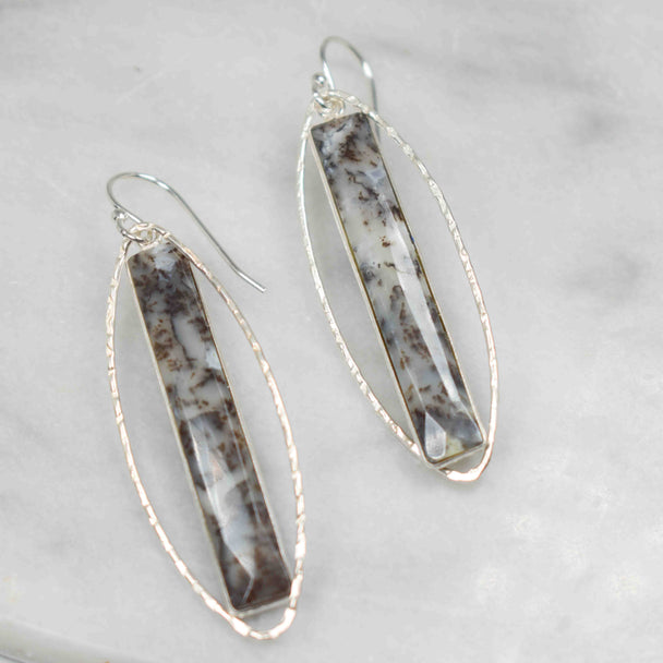 Obsidian and Sterling Silver Marquis Earrings