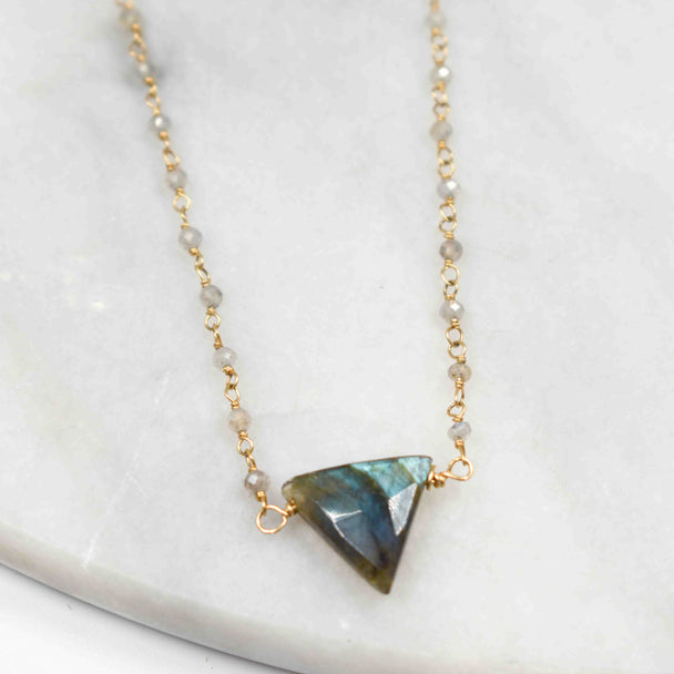Triangle Labradorite and Gold Fill Necklace