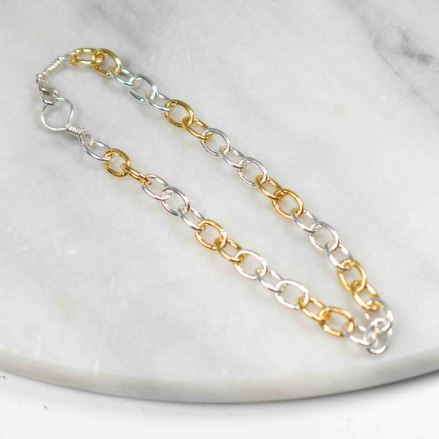Gold Fill and Sterling Silver Oval Bracelet