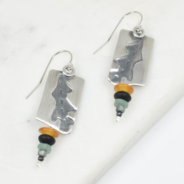 Onyx, Horn and Ancient Roman Glass Earrings