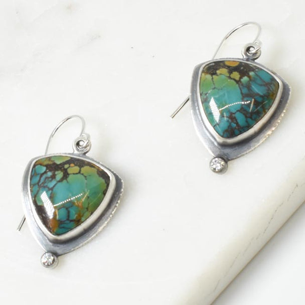 Hubei Turquoise and Lab Diamond Earrings