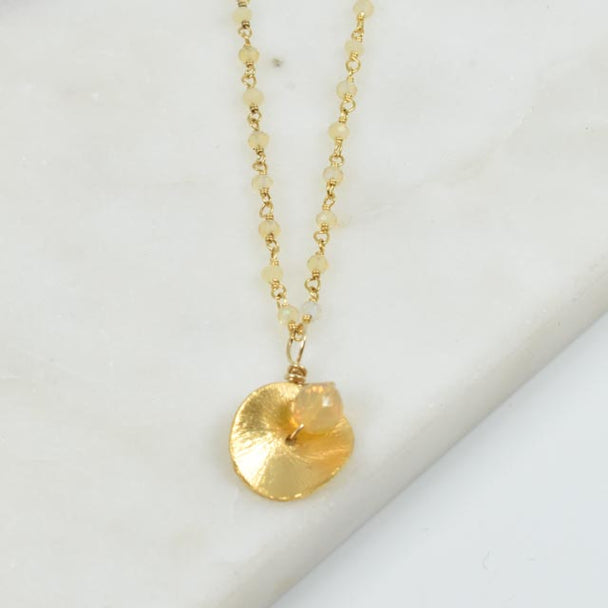 Ethiopian Opal and Gold Fill Disc Necklace