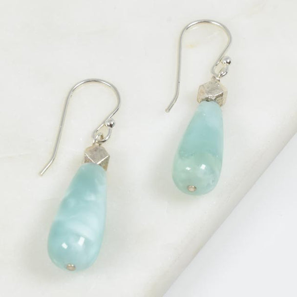 Green Moonstone and Sterling Silver Nugget Earrings