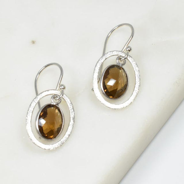 Smoky Quartz and Sterling Silver Earrings