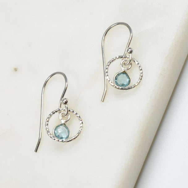 Dainty Blue Topaz and Sterling Silver Earrings