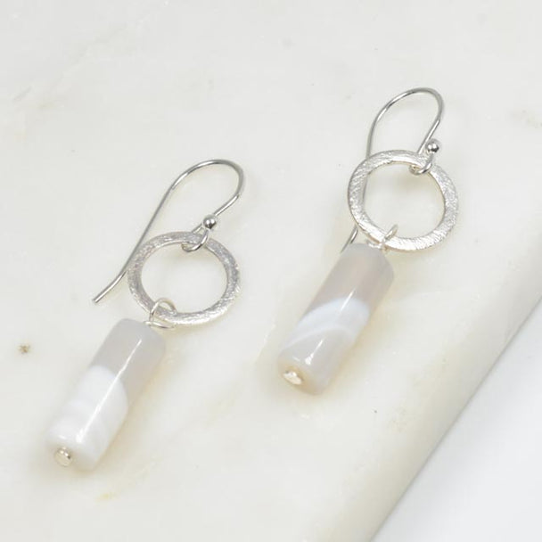 Owyhee Opal and Silver Circle Drop Earrings